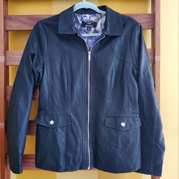 Dennis Basso Faux Leather Jacket, Sz S - Picture 1 of 7
